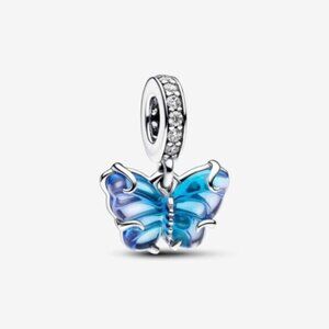 Pandora Blue Murano Glass Butterfly Dangle Charm